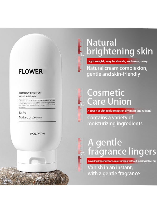FLOWER Body Makeup Cream，Whitening Cream Fast Skin, Whitening Cream Moisturizing  Whitening Body Lotion, covers skin blemishes, evens skin tone, brightens and whitens skin care 190g - Image 3