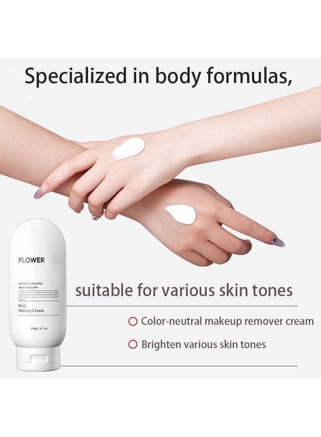 FLOWER Body Makeup Cream，Whitening Cream Fast Skin, Whitening Cream Moisturizing  Whitening Body Lotion, covers skin blemishes, evens skin tone, brightens and whitens skin care 190g - Image 4