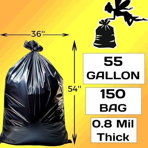 DIVISIONAL 150 Count | 55 Gallon Trash Bags | 150- Pack | Heavy Duty Trash Bags | Heavy Duty Garbage Bags | Black Garbage Bags | Large | 20 Micron - Image 4