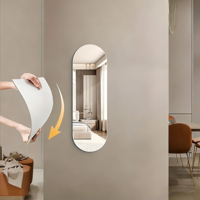 1 Piece Acrylic Full Length Mirror 30 By 35 Inch Wall Mounted No Drilling Needed For Bedroom Living Room Bathroom Wardrobe Home Use - Image 1