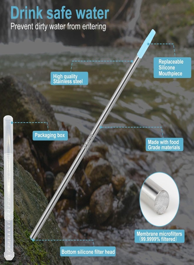 GLEFLE Personal Water Filter Straw, Reusable Stainless Steel Water Filter Drinking Straw Portable Outdoor Emergency Survival Gear for Hiking, Camping, Travel, Hunting & Fishing (Small) - Image 4