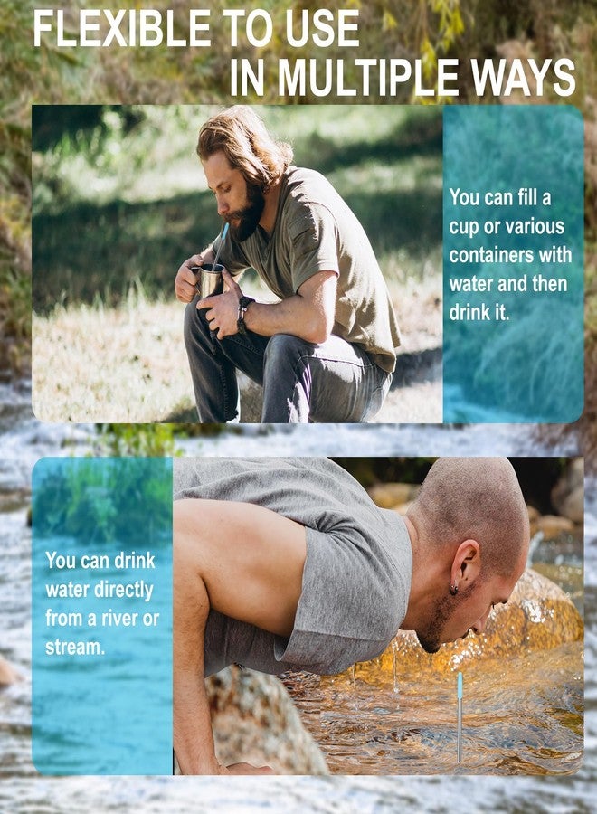 GLEFLE Personal Water Filter Straw, Reusable Stainless Steel Water Filter Drinking Straw Portable Outdoor Emergency Survival Gear for Hiking, Camping, Travel, Hunting & Fishing (Small) - Image 5