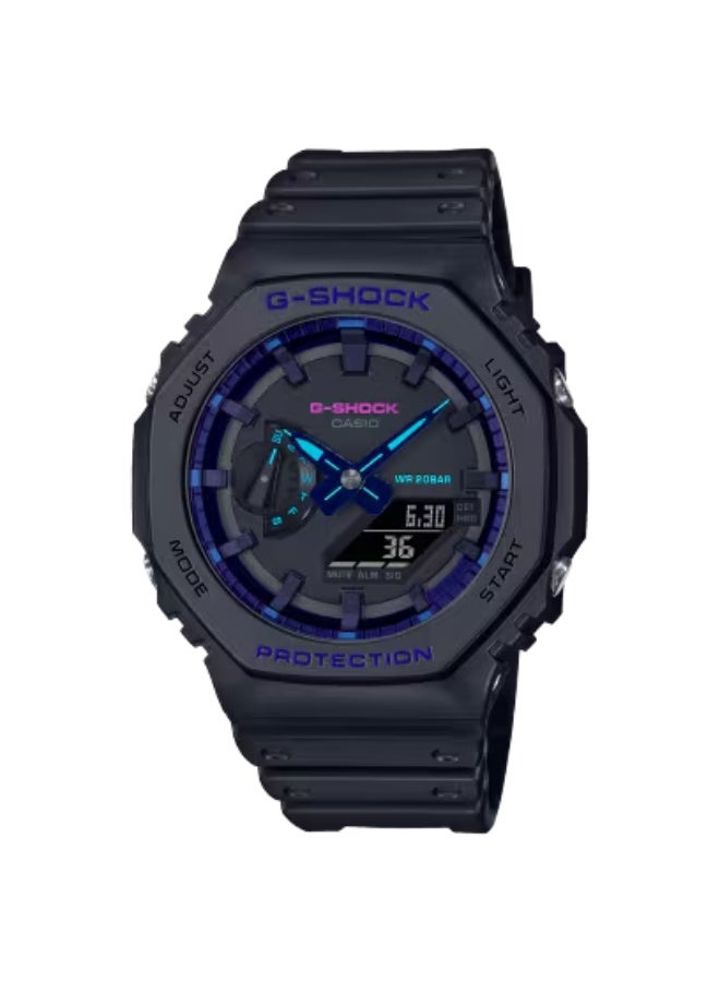 Casio G-SHOCK GA-2100VB-1A Men’s Analog-Digital Watch, Black Dial, Black Resin Strap, Carbon Core Guard, Shock Resistant, 200M Water Resistant, Octagonal Bezel