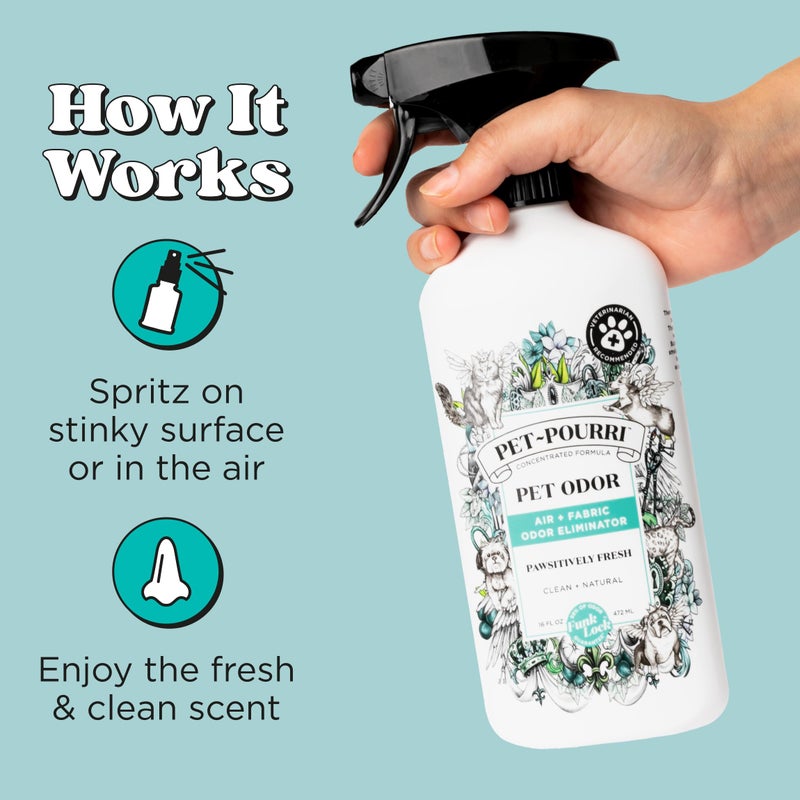 Poo-Pourri Pet-Pourri Pawsitively Fresh Pet Odor Deodorizer Spray, 16 Fl Oz, Up to 800 Uses, Air + Fabric Odor Remover with Essential Oils & Plant Based Ingredients, Vet Recommended, Pineapple, Jasmine & Pear - Image 3
