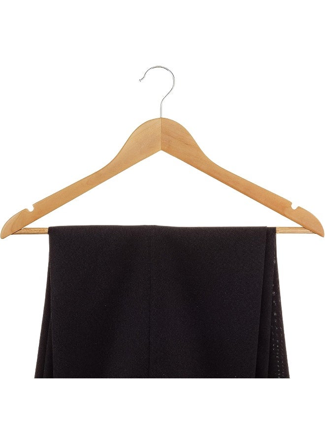 ZOBER Solid Wood Suit Hangers - 20 Pack - With Non Slip Bar And Precisely Cut Notches - 360 Degree Swivel Chrome Hook - Natural Finish Super Sturdy And Durable Wooden Hangers - Image 2