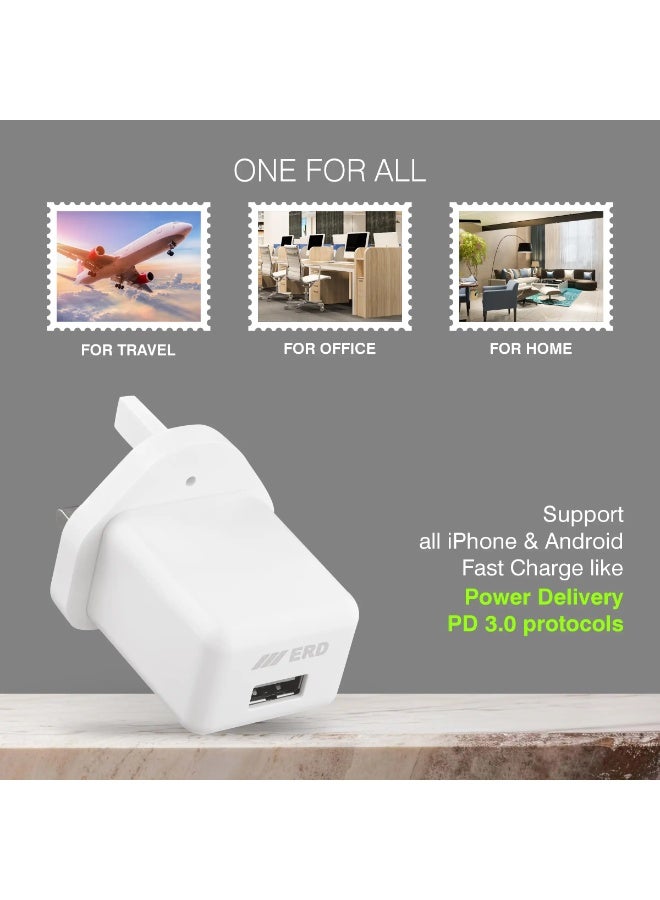 ERD شاحن سريع ERD بقوة 20 واط بتقنية PD، محول طاقة USB من النوع C | شحن سريع بمنفذ واحد | حماية من قصر الدائرة والحمل الزائد | متوافق مع أجهزة سامسونج جالاكسي S25، S24، S23، سلسلة A، وغيرها من أجهزة USB-C - Image 5