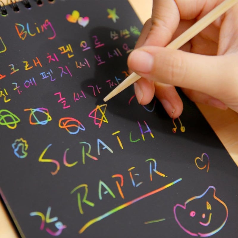 SSKR Magical Scratch Art Book for Kids, Scratch Art Activity Rainbow Paper Notebook - Pack of 2 | Best Birthday Return Gift for Kids - Image 2