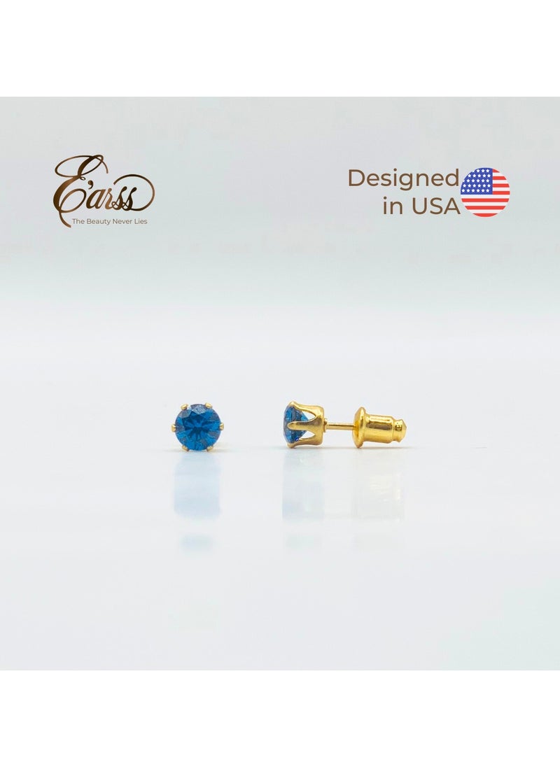 Earss Sapphire Birth Stone September Gold Earring | Stainless Steel | 18K Gold Plated  - Image 2