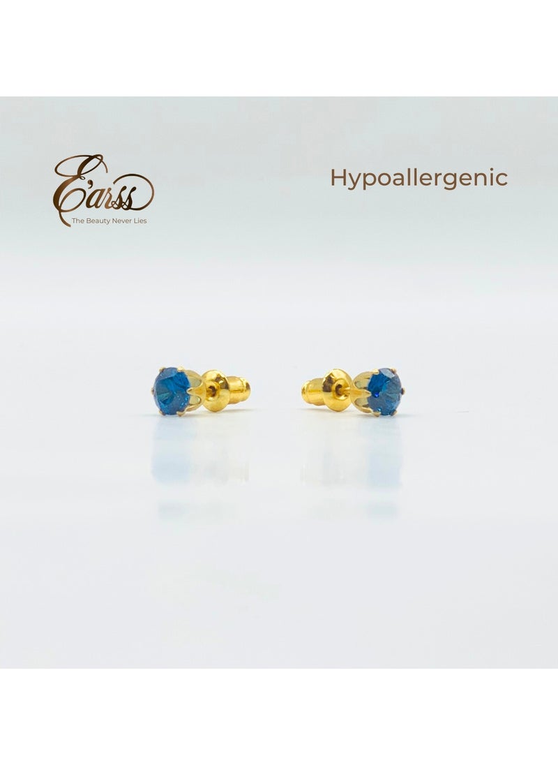 Earss Sapphire Birth Stone September Gold Earring | Stainless Steel | 18K Gold Plated  - Image 3