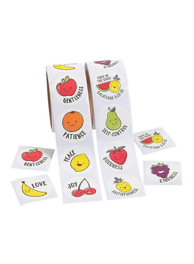 Fun Express Fruit of The Spirit Scented Sticker Roll - Bulk Set of 100, 1 Roll - Rewards and Party Supplies