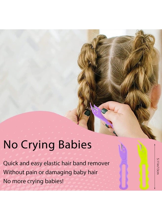 Xaena 1000Pcs Elastic Hair Bands 2Pcs Rubber Hair Band Remover Cutter 2Pcs Topsy Tail Hair Tool Kit 10Pcs Hair Clips 10Pcs Hair Ties for Toddler Baby Girls Pain Free Ponytail Remover Tool Hair Styling Set - Image 3