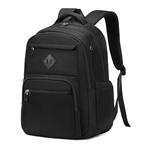 Sisipoet School Backpack for Girls Lightweight Kids Bookbag for Boys Classic College Backpack for Teen Men Women with Luggage Strap Age 818 Years Old Black - Image 1