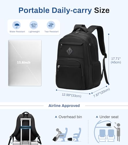 Sisipoet School Backpack for Girls Lightweight Kids Bookbag for Boys Classic College Backpack for Teen Men Women with Luggage Strap Age 818 Years Old Black - Image 3