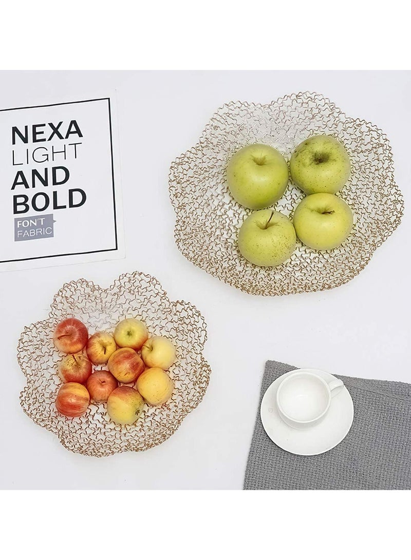 SYOSI Decorative Bowls for Home Decor and Centerpieces Gold Vegetable Fruit Bowl for Kitchen Counter, Table Centerpieces for Dining Room and Living Room Decor, Fruit Basket for Kitchen Large - Image 2