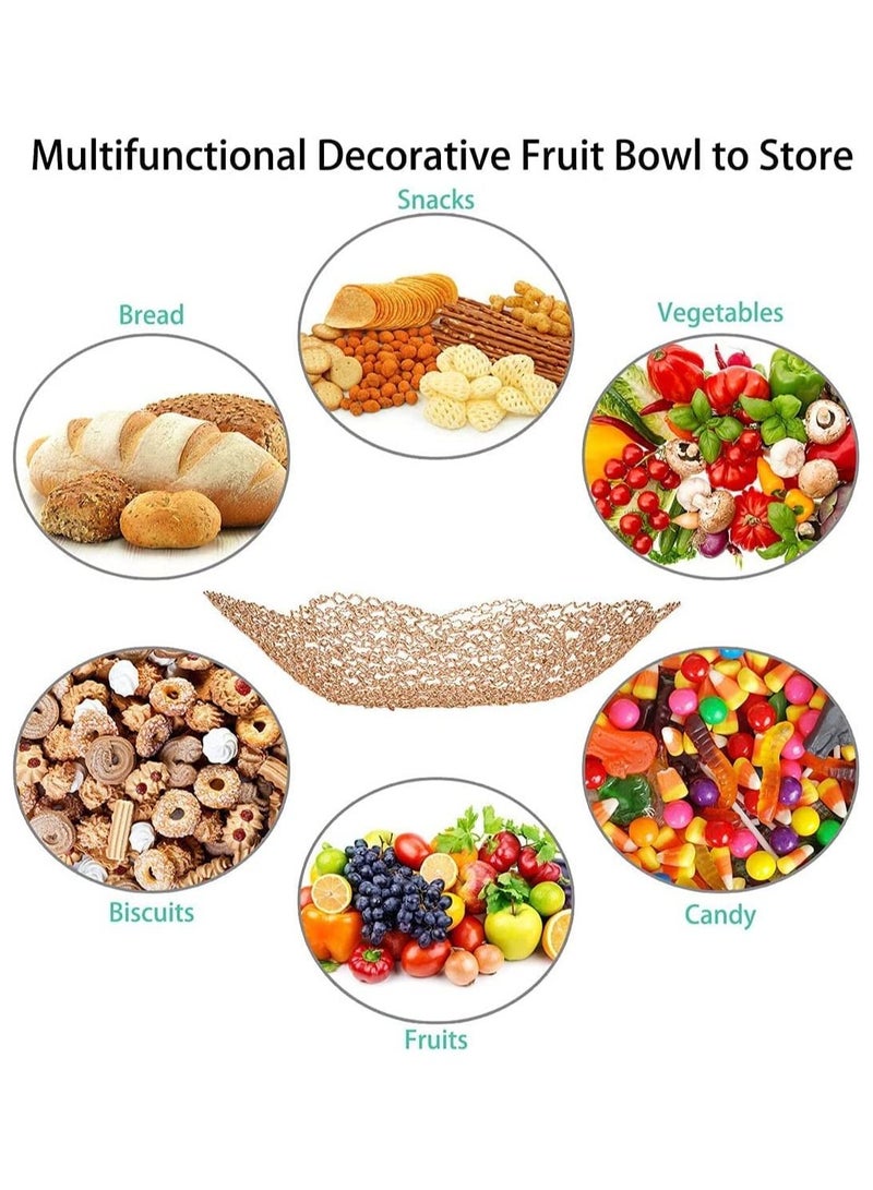 SYOSI Decorative Bowls for Home Decor and Centerpieces Gold Vegetable Fruit Bowl for Kitchen Counter, Table Centerpieces for Dining Room and Living Room Decor, Fruit Basket for Kitchen Large - Image 4