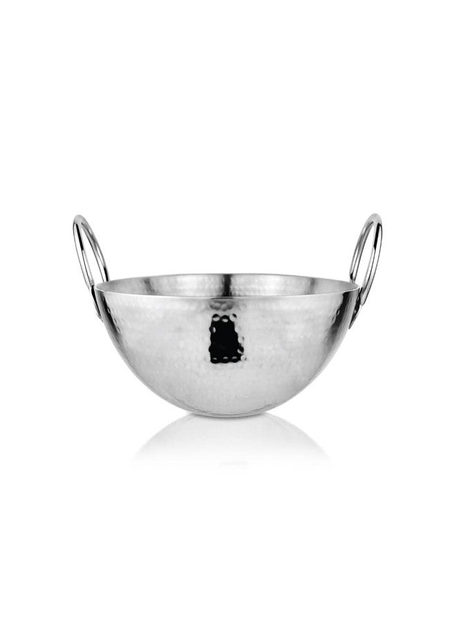 KITCHEN NEXT Stainless Steel Heavy Weight Hammered Kadhai, 2.5 mm,20 cm - Image 1