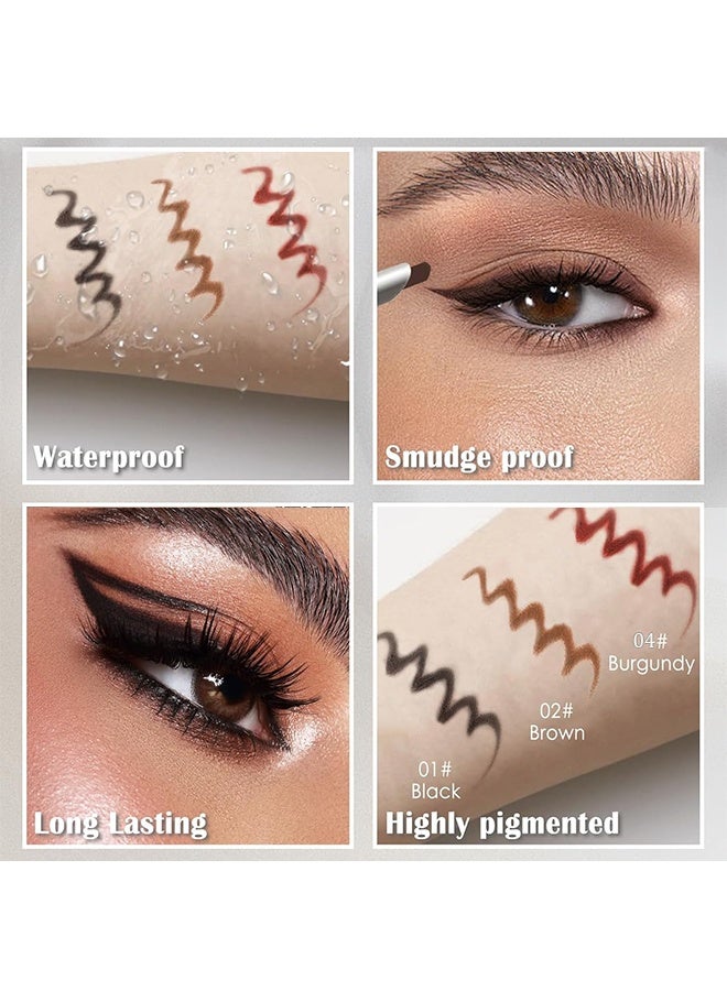 اوكيل كحل منجل ، كحل جل غير لامع مقاوم للماء ، أقلام تحديد جل مقاومة للعرق طويلة الأمد مقاومة للعرق ، قلم مكياج بزاوية رفيعة قابلة للسحب - 04 عنابي - Image 5