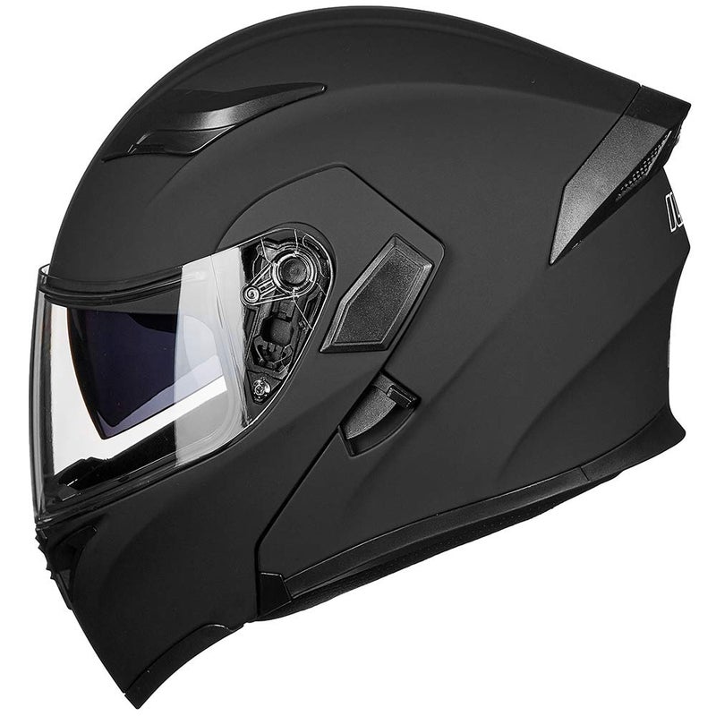 ILM Motorcycle Dual Visor Flip up Modular Full Face Helmet DOT LED Light Model 902L (M, Matte Black - LED) - Image 4