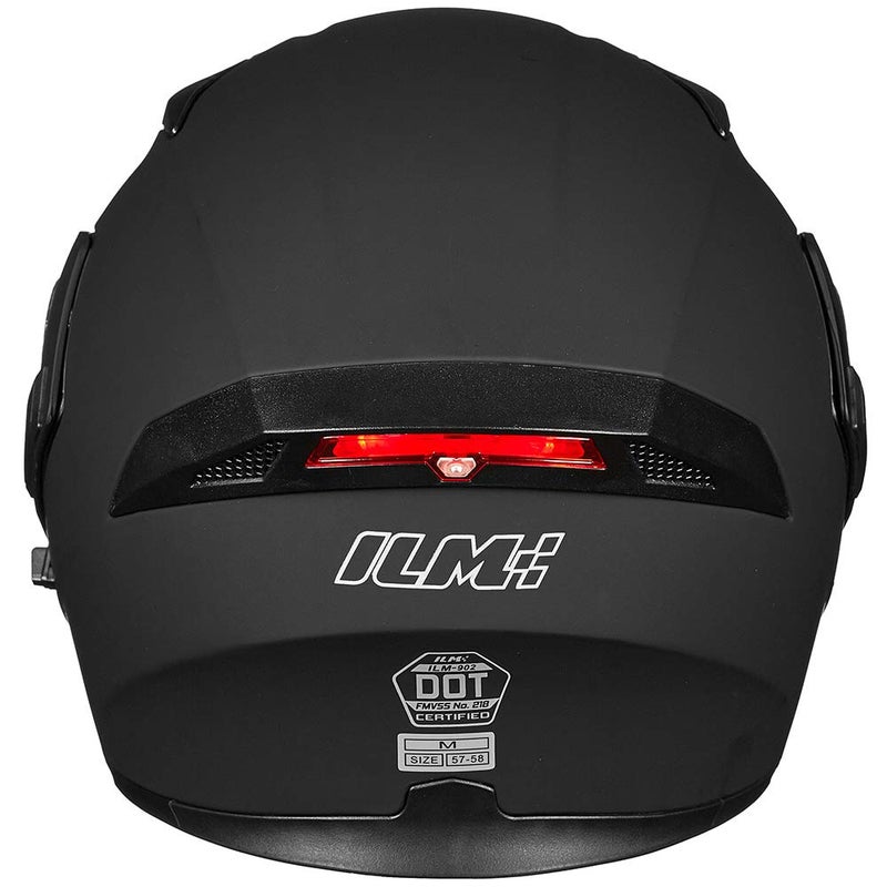 ILM Motorcycle Dual Visor Flip up Modular Full Face Helmet DOT LED Light Model 902L (M, Matte Black - LED) - Image 5