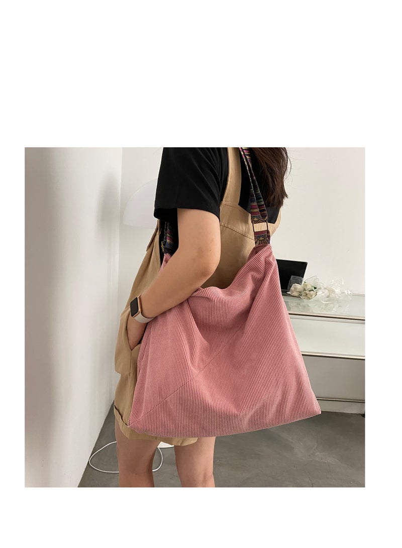 Chic Corduroy Shoulder Bag for Women, Spacious Satchel Perfect for Daily Use and Travel - Image 3