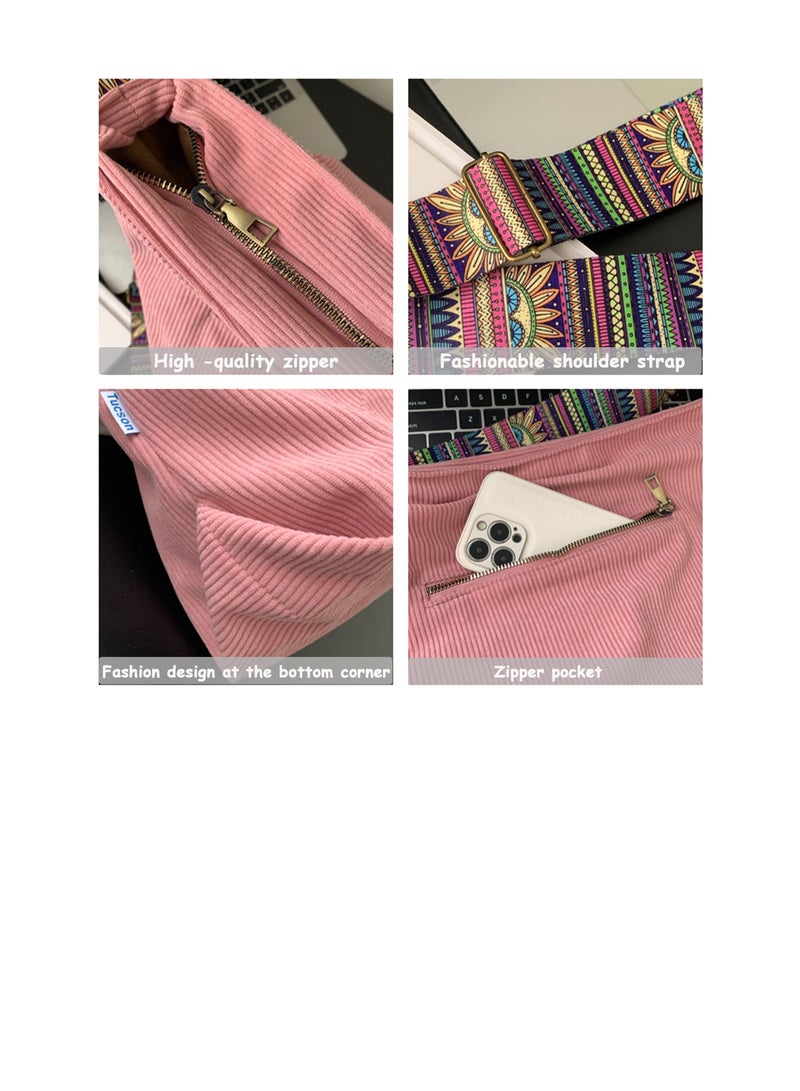 Chic Corduroy Shoulder Bag for Women, Spacious Satchel Perfect for Daily Use and Travel - Image 4