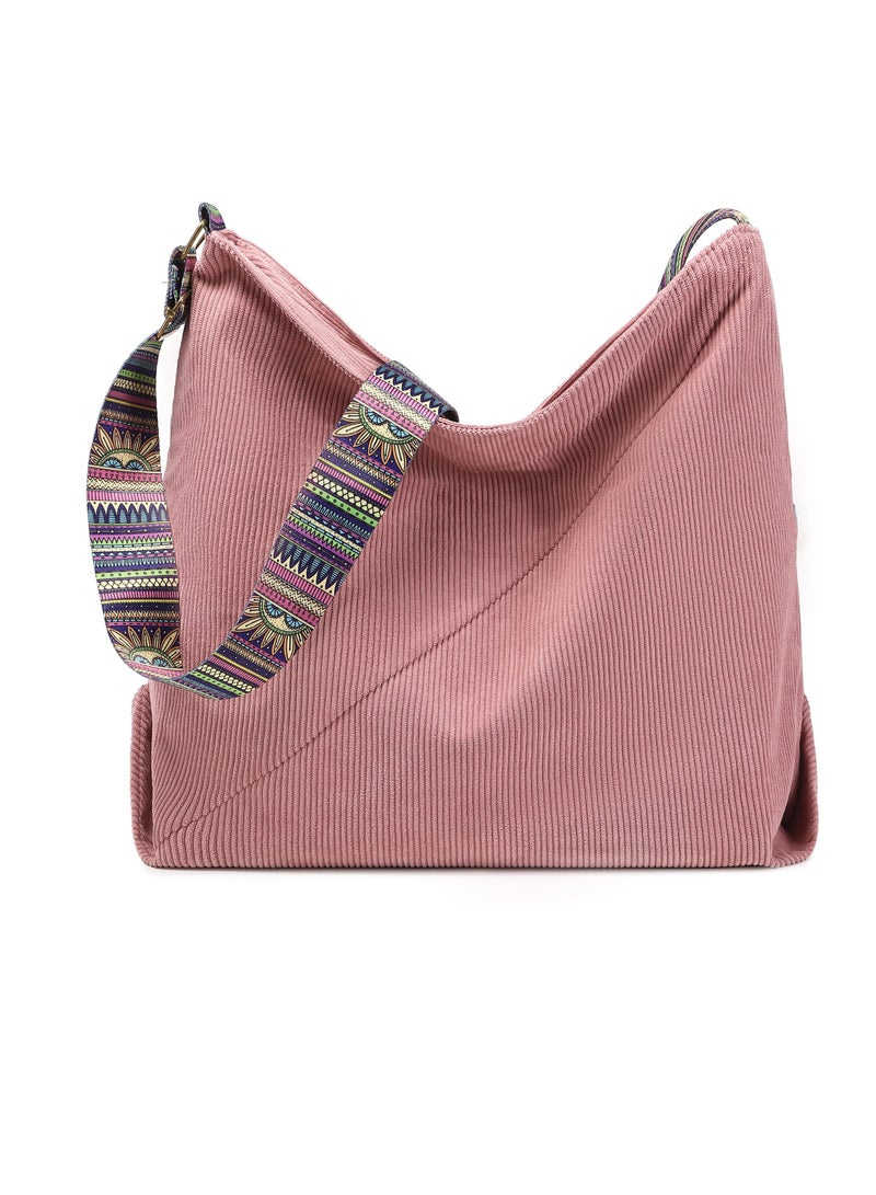 Chic Corduroy Shoulder Bag for Women, Spacious Satchel Perfect for Daily Use and Travel - Image 1