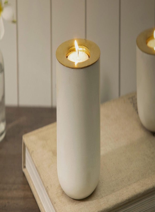 Ellementry Maya Large Tea Light Holder, White Marble T-Light Candle Holder for Indoor & Outdoor Home Décor, Christmas Decoration Item - Image 4
