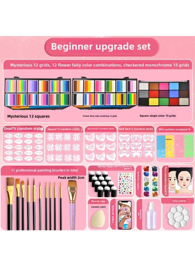 No Odor Children Facial Painting Pigment Tool Suit Face Painting Body Painting Face Material Water Soluble Makeup Pigment-Color:[12 Grid Flower Fairy Color Matching 12 Gayi Enigma  - Image 1