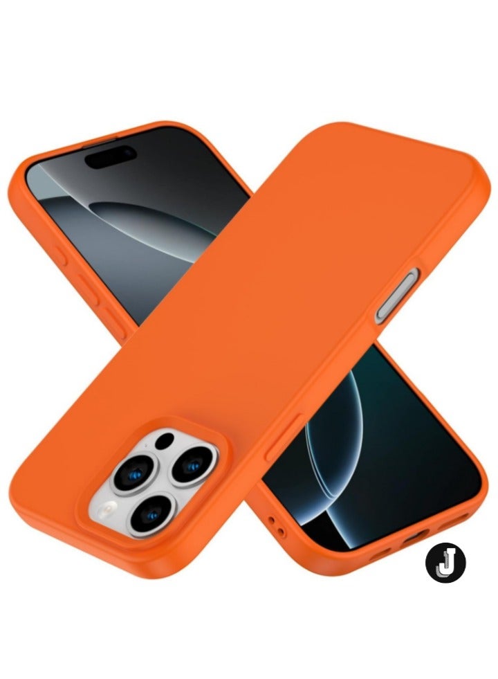 JAJEEK "Premium Soft Liquid Silicone Case for iPhone 16 Pro – Silky Soft Touch Full-Body Protective Bumper (Golden Orange)" - Image 1