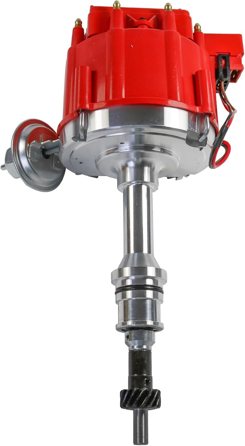 JDMSPEED HEI Ignition Distributor with 65K Volt Coil Replacement For Ford Small Block SBF 221 260 289 302 5.0 Replace 1030213, PE330, PE330U, JM6502RD Red Cap - Image 1