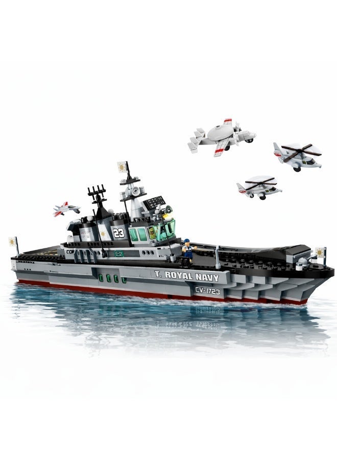 Qman Combat Zones Serpent Escort Carrier – 646 PCS Military Aircraft Carrier Building Set with 3 Minifigures | STEM Construction Toy for Kids - Image 3