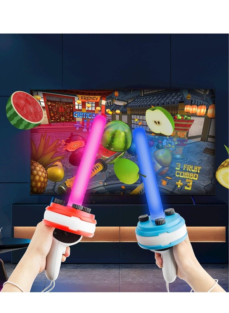 Dual Handles Extension Grips for Oculus quest2, Controllers Playing Beat Saber Games, Enhanced Lightsabers Gaming Experience for quest 2 Accessories - Image 1
