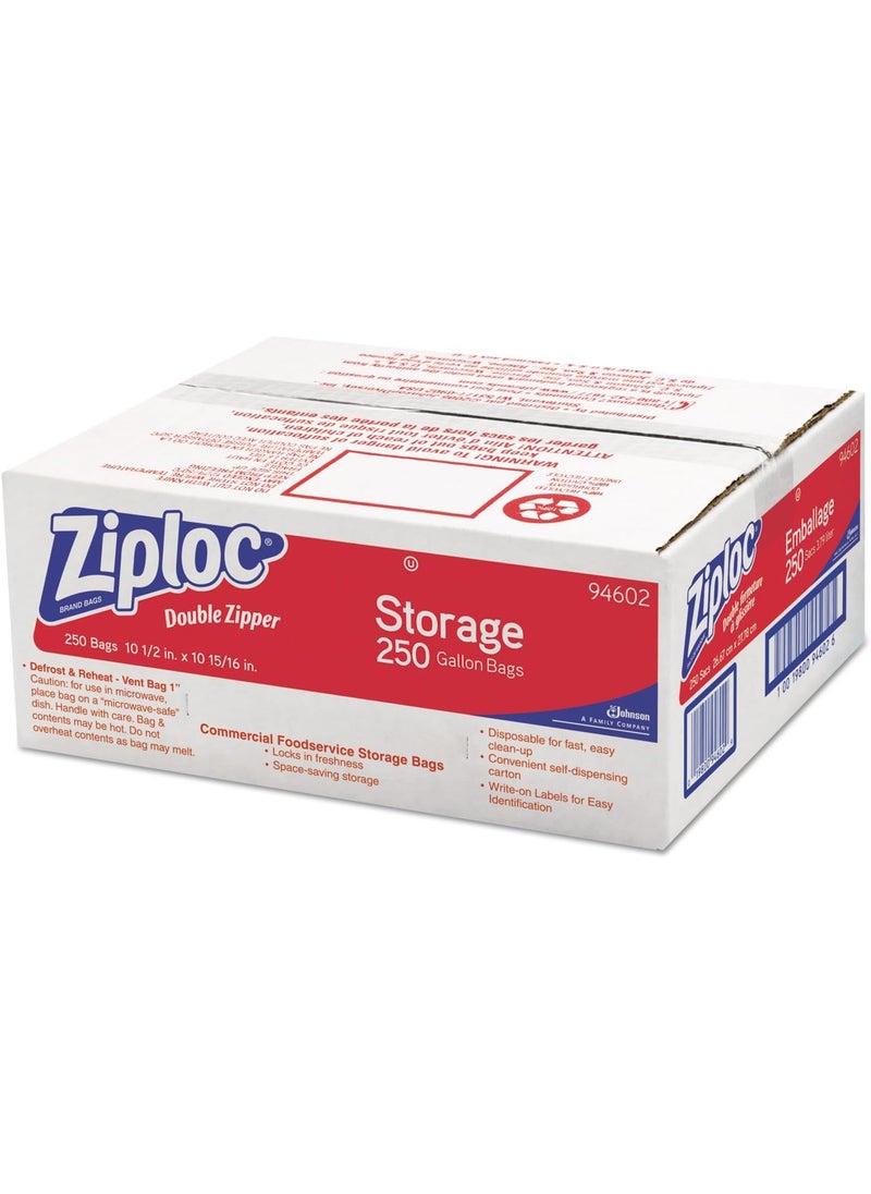 Ziploc Ziploc Double Zipper Plastic Storage Bags 1 Gallon Case of 250 DRA94602 Category Ziploc and Plastic Bags 