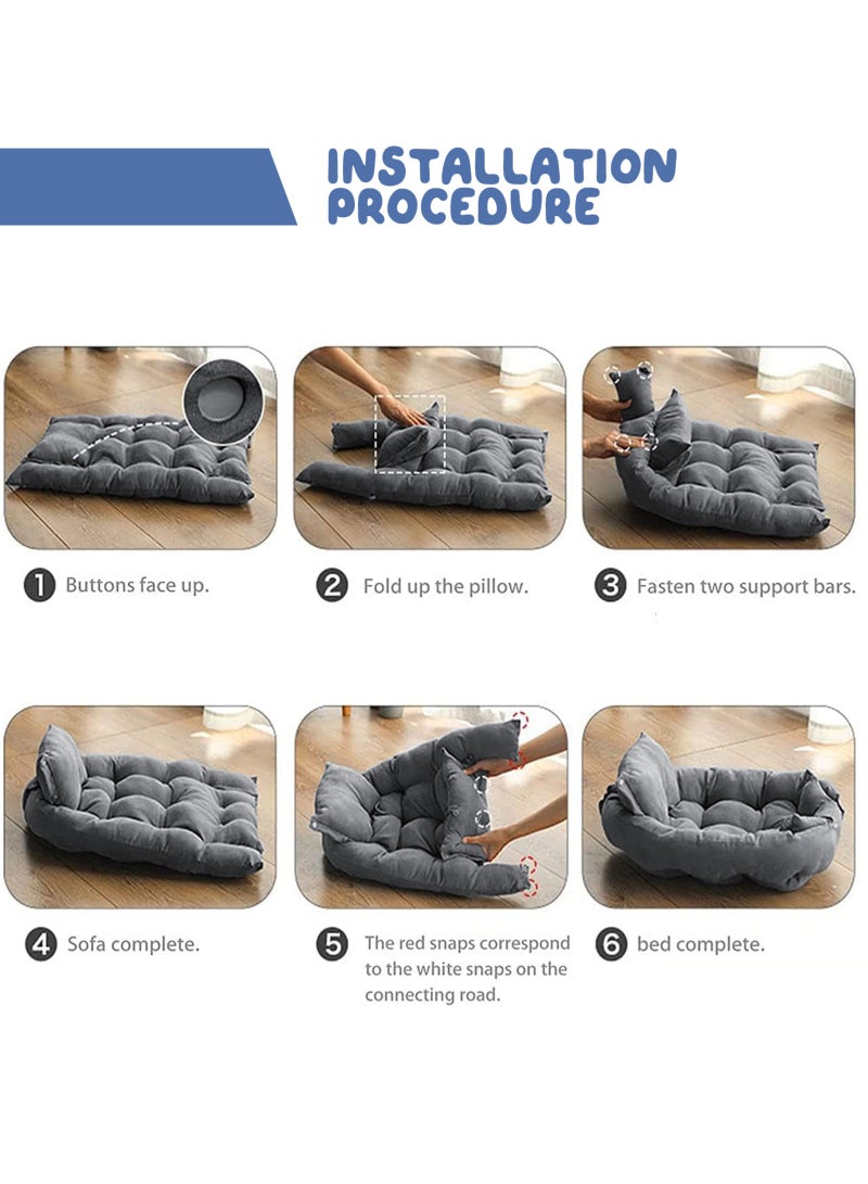 URbazaar 3 in 1 Dog Sofa Bed, Water Resistant,for Small,Medium and Large Dogs,Cat Beds for Indoor Cats, Soft and Comfortable,Multifunctional Deformation Pet Nest - Image 5