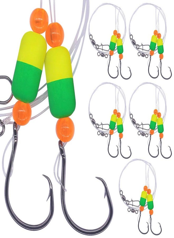 XFISHMAN Pompano-Rigs-for-Surf-Fishing-Saltwater-Gear with Double Circle & Kahle Hooks- 6-Pack Surf Fishing Tackle (Green and Chartreuse 6-Pack, 2/0 Circle Hook) - Image 1