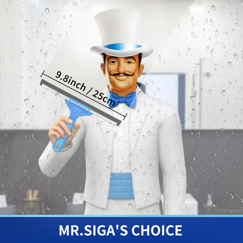 Mr Siga MR.SIGA Professional Window Cleaning Combo - Squeegee & Microfiber Window Scrubber, 10" - Image 2