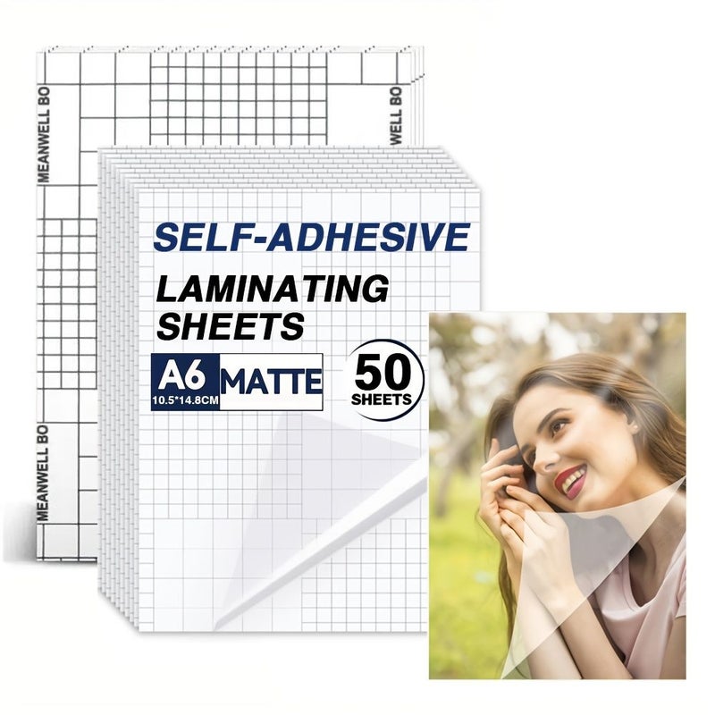 50 Sheets Matte Self Adhesive Laminating Film 4.1 x 5.8 Inches Transparent Clear No Machine Required for Photos Documents Menus Certificates - Image 5