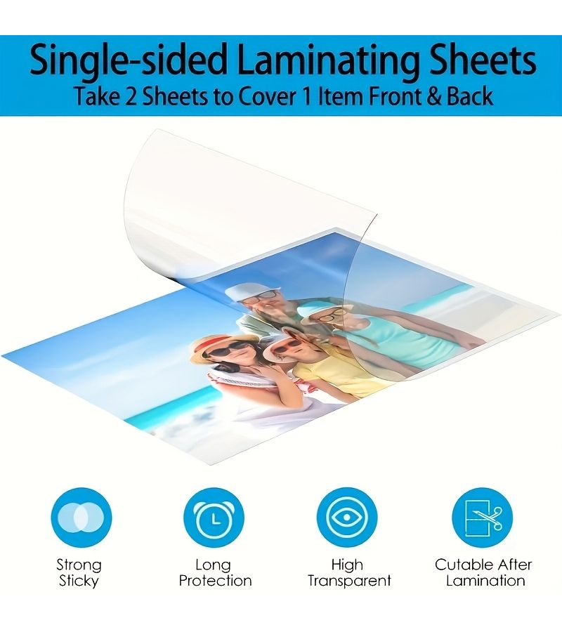 50 Sheets Matte Self Adhesive Laminating Film 4.1 x 5.8 Inches Transparent Clear No Machine Required for Photos Documents Menus Certificates - Image 2