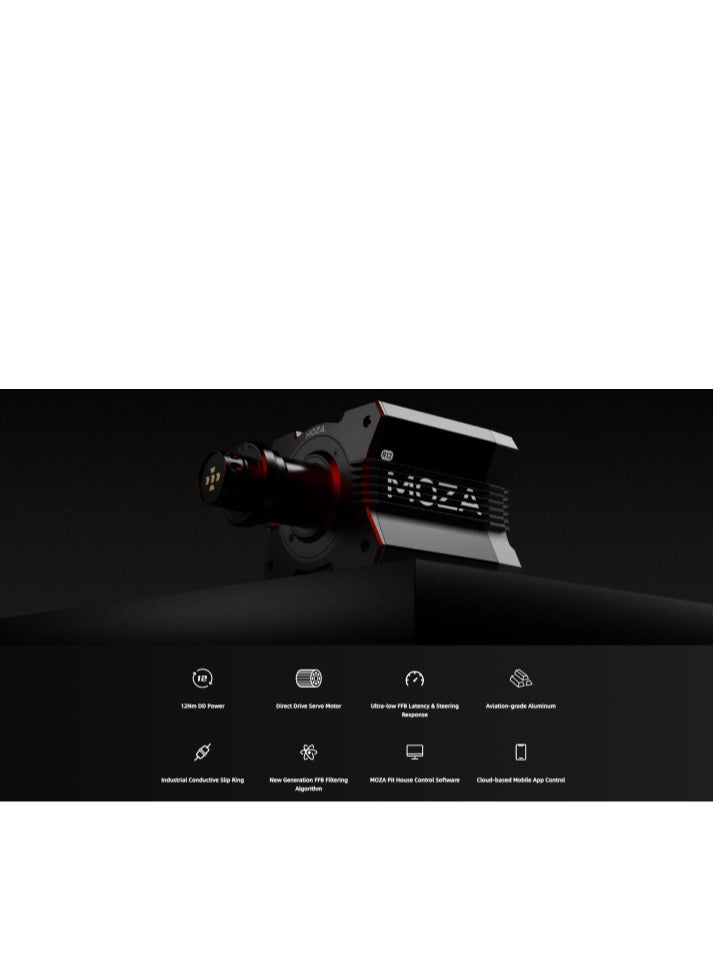 موزة قاعدة عجلة القيادة MOZA R12 بمحرك مباشر – عزم دوران 12 نيوتن متر، هيكل ألومنيوم، متوافقة مع الكمبيوتر - Image 5