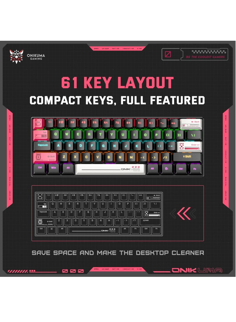 أونيكوما لوحة مفاتيح ميكانيكية للألعاب، سلكية بمفتاح بني، 61 مفتاحًا قابلة للتبديل السريع مع إضاءة خلفية RGB للكمبيوتر الشخصي - Image 5