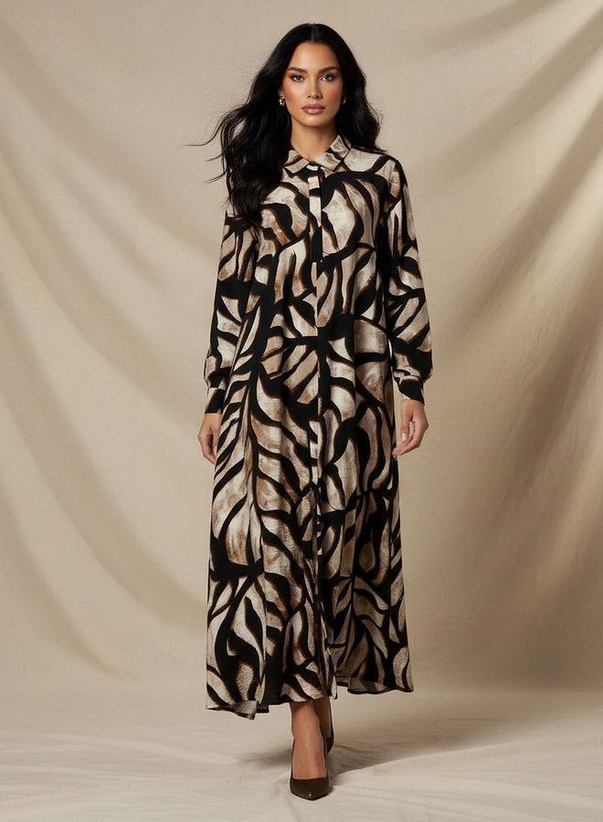 Iconic Printed Shirt Dress with Collar - Image 1