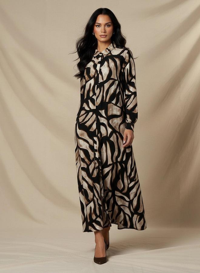 Iconic Printed Shirt Dress with Collar - Image 2