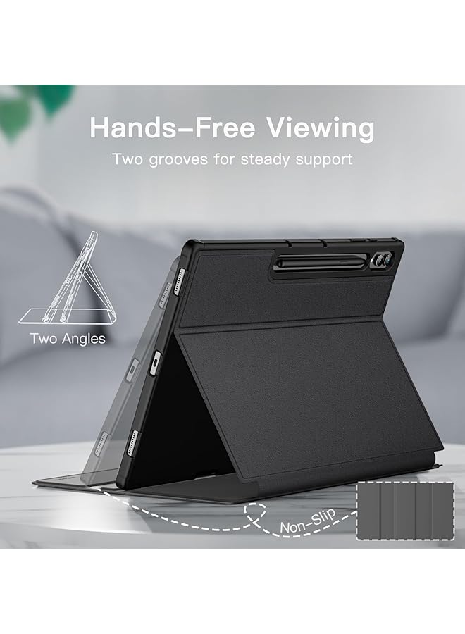 جي تيك حافظة لجهاز سامسونج جالكسي تاب S10 ألترا تاب S9 ألترا مقاس 14.6 بوصة مع حامل قلم S، غطاء واقٍ رفيع للغاية متعدد الزوايا، أسود جرافيت - Image 3