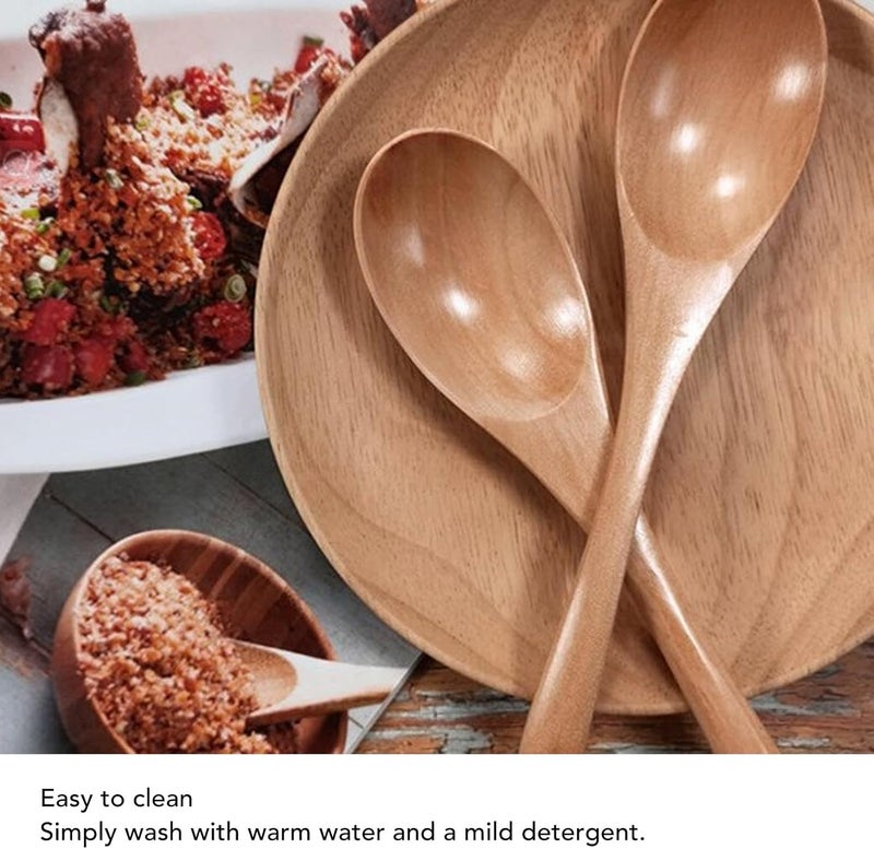 7 Piece Solid Wood Spoon Set for Cooking Mixing Stirring and Serving Natural Wooden Kitchen Utensils - Image 5