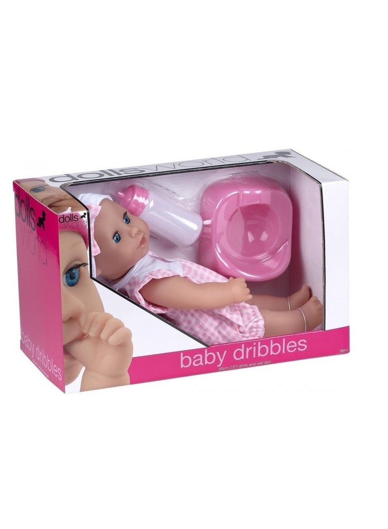 dolls world Baby Dribbles Drink & Wet Doll Size : 30 cm | Outfit with matching hat| Toys & Baby | Baby Dolls |  Ages: 18 Months + - Image 2