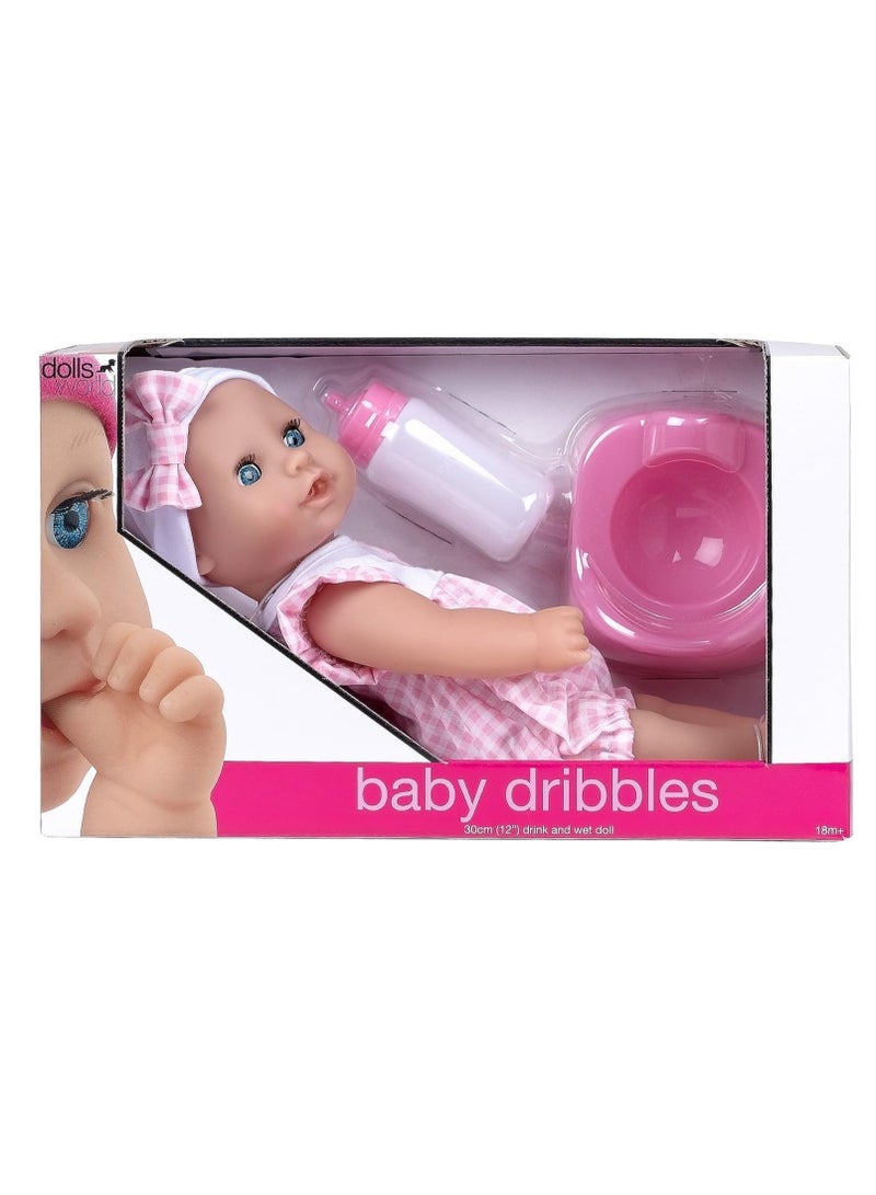 dolls world Baby Dribbles Drink & Wet Doll Size : 30 cm | Outfit with matching hat| Toys & Baby | Baby Dolls |  Ages: 18 Months + - Image 1