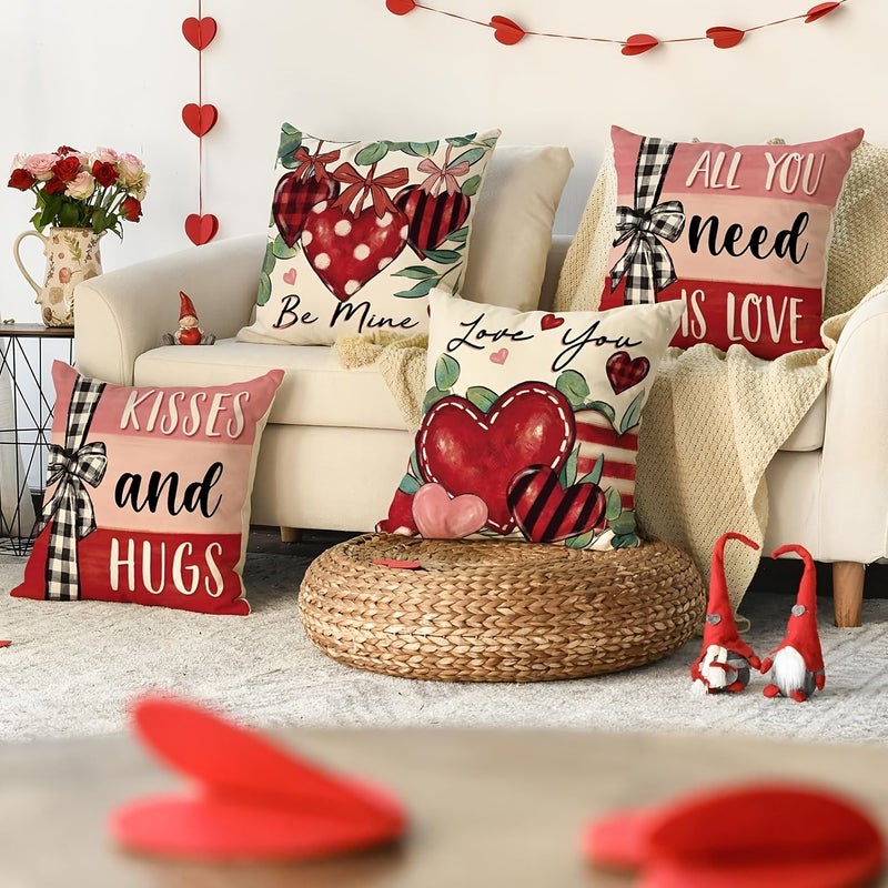 Valentines Day Love Pillow Covers 2pc Set 16x16 Inches Heart Wedding Decoration - Image 2