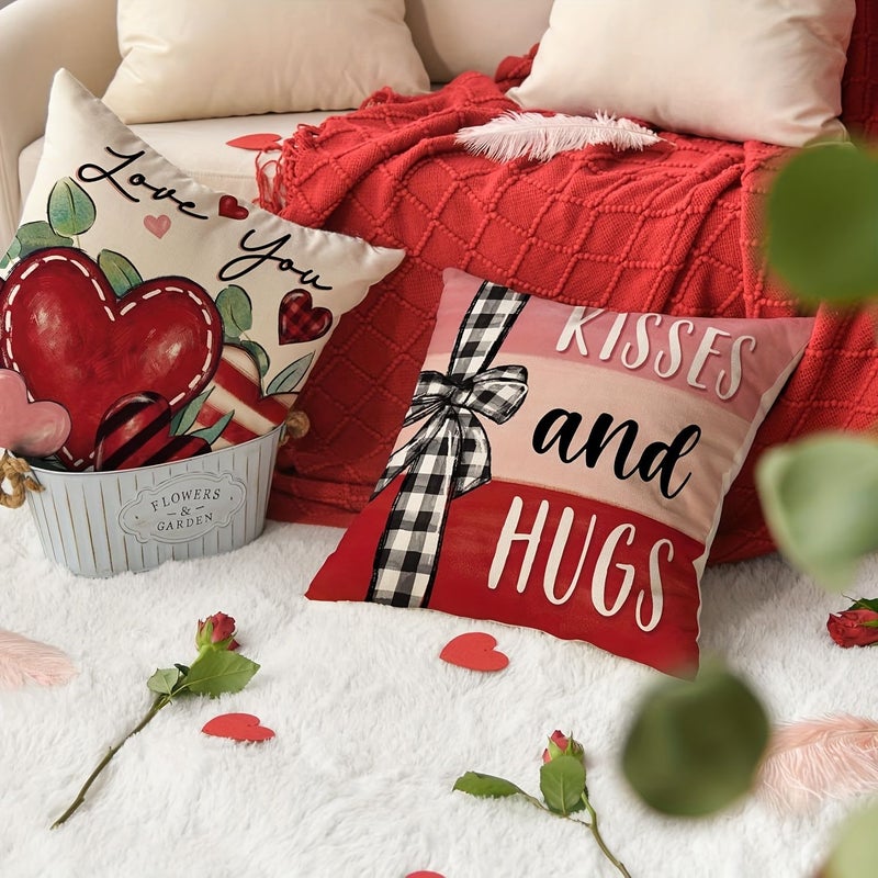 Valentines Day Love Pillow Covers 2pc Set 16x16 Inches Heart Wedding Decoration - Image 4