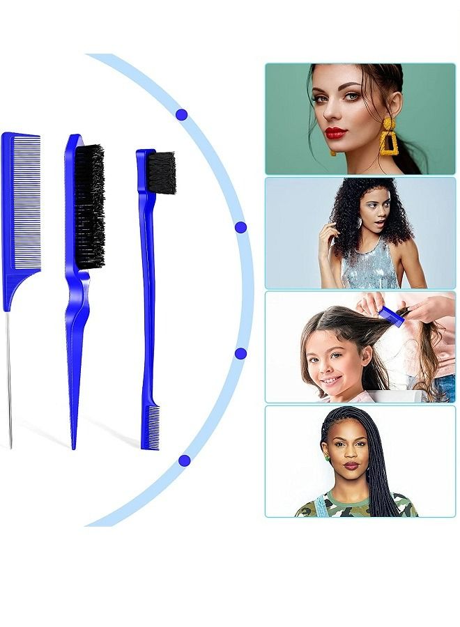 McDou مجموعة فرش تصفيف الشعر الزرقاء 3 قطع فرشاة الحواف - Image 5
