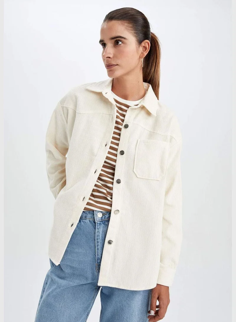 DeFacto Woman Loose Fit Woven Long Sleeve Shirt